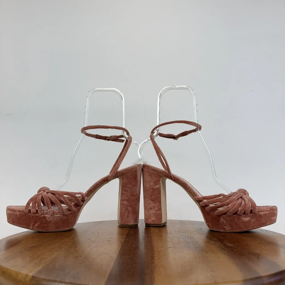 Womens Loeffler Randal Rivka Knotted Pink Platfrom Strappy Heeled Sandals Sz‎ 11